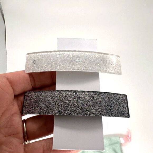 NWT Valet Studio Minnie Clips‎ Silver White glittery  glitter metallic main image 6